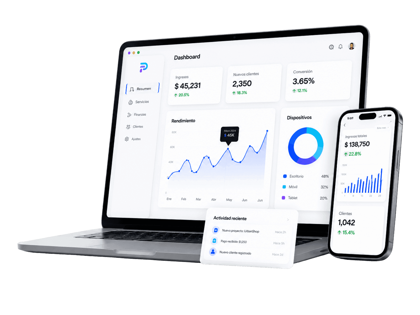 Dashboard de software Pixoom Tech